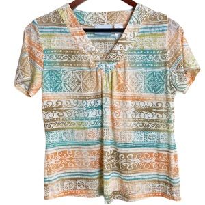 ALFRED DUNNER Printed Embellished V-Neck SP